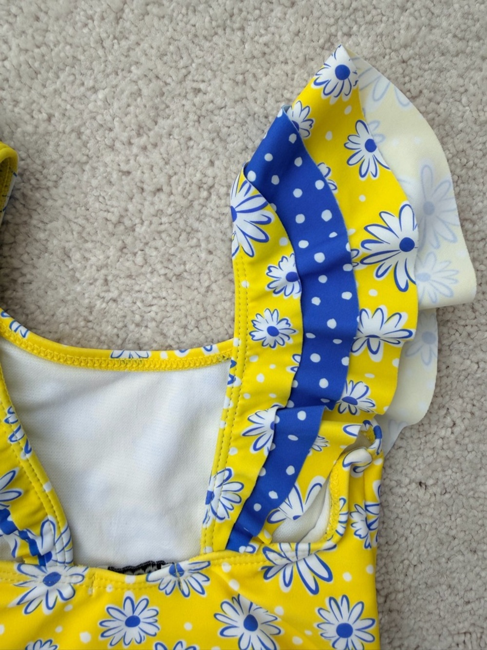 Flapdoodles Yellow Daisy One-Piece Swimsuit with Ruffle Straps - Picture 8 of 11